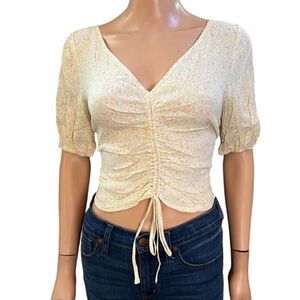 NEW Sophie Rue Short Sleeve Floral Crop Top Women Size Medium